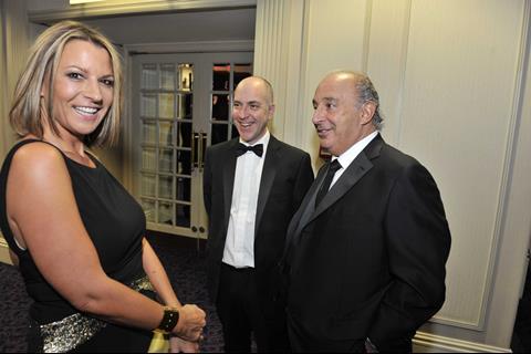 Tania Foster-Brown, Sir Philip Green and George MacDonald at the Oracle Retail Week Awards